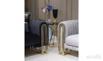 Medusa Home Mobilya - Stil Luxury Gri Üçlü Koltuk