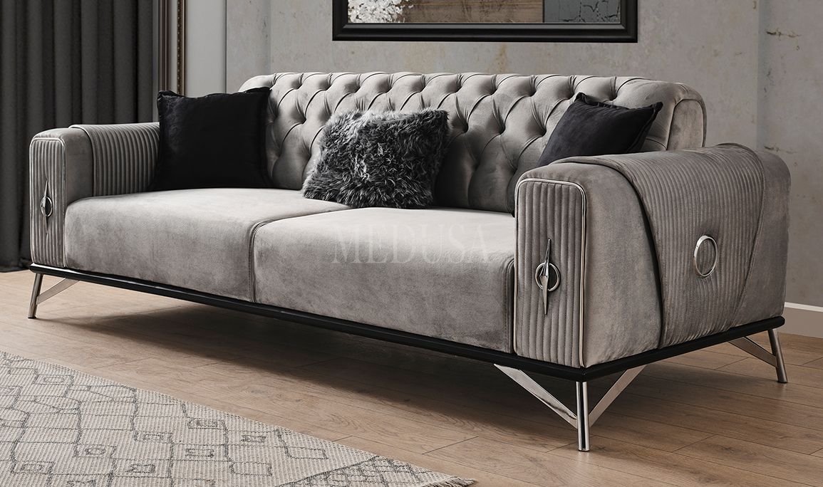 Medusa Home Mobilya - Stronger Üçlü Koltuk Gri
