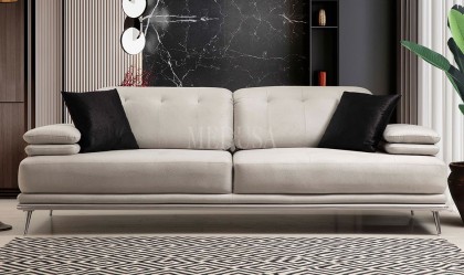 Medusa Home - Suit Beyaz Üçlü Koltuk