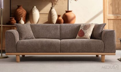 Medusa Home - Taç Kahve Üçlü Koltuk