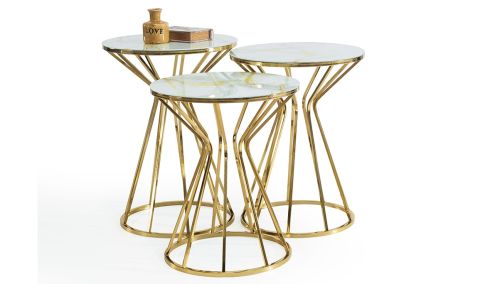 Medusa Home Mobilya - Taç White Gold Zigon Sehpa