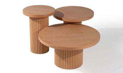 Medusa Home - Texas Zigon Sehpa Set Kayın