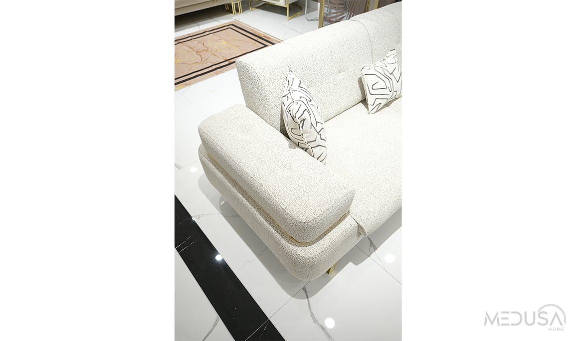Medusa Home Mobilya - Trend Luxury Beyaz Üçlü Koltuk