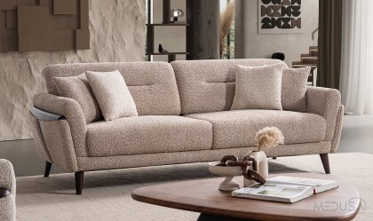 Medusa Home - Truva Kahve Üçlü Koltuk