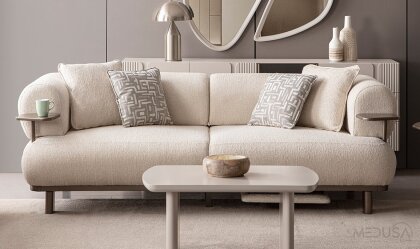 Medusa Home - Vega Dinlenmeli ve Sehpalı Üçlü Koltuk