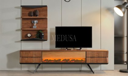 Medusa Home - Velar Ceviz Şömineli Tv Ünitesi