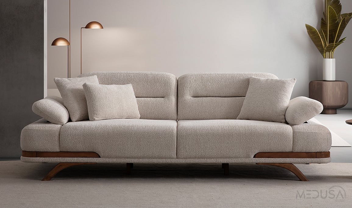 Medusa Home Mobilya - Venturi Krem Üçlü Koltuk