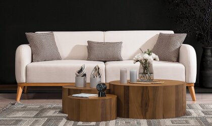 Medusa Home - Vita Beyaz Üçlü Koltuk