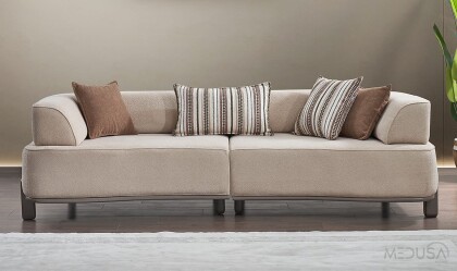 Medusa Home - Vizyon Beige Üçlü Koltuk