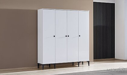 Medusa Home - White 4 Kapaklı Gardırop