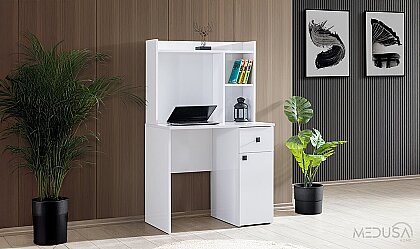Medusa Home - White Kitaplıklı Çalışma Masası