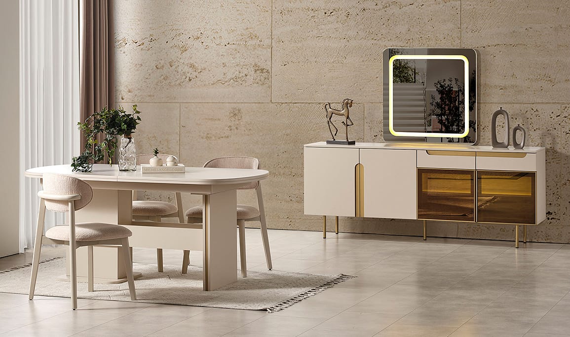Medusa Home Mobilya - Zara Gold Yemek Odası - Modern Yemek Odaları Medusa Home Mobilya - Zara Gold Yemek Odası - Modern Yemek Odaları