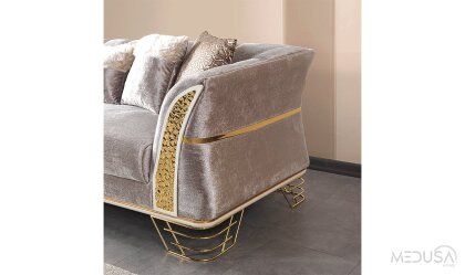 Medusa Home Mobilya - Zara Luxury Açık Vizon Üçlü Koltuk
