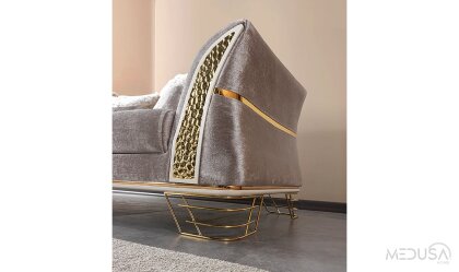 Medusa Home Mobilya - Zara Luxury Açık Vizon Üçlü Koltuk