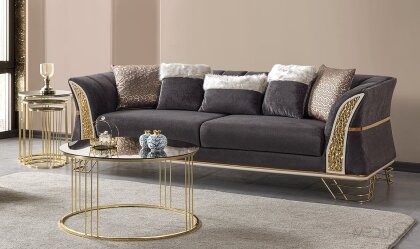 Medusa Home - Zara Luxury Antrasit Üçlü Koltuk