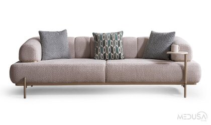 Medusa Home Mobilya - Zenith Krem Üçlü Koltuk