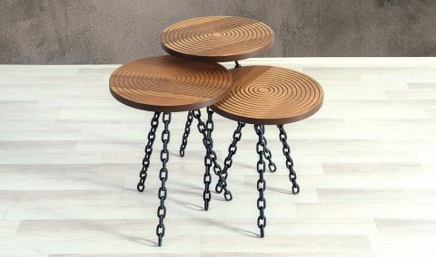 Medusa Home - Zincir Walnut Zigon Sehpa